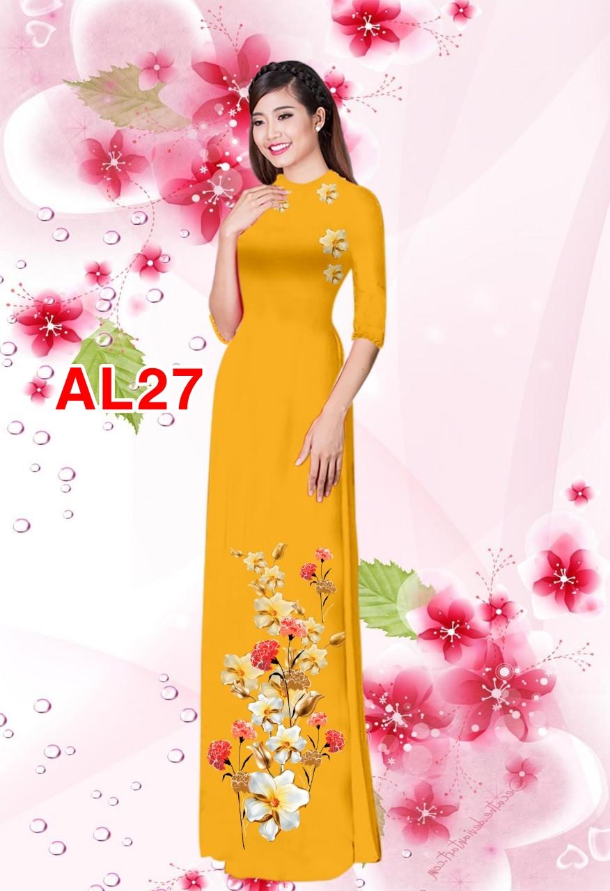 Set áo dài truyên thống lan bách hợp cao cấp AL27